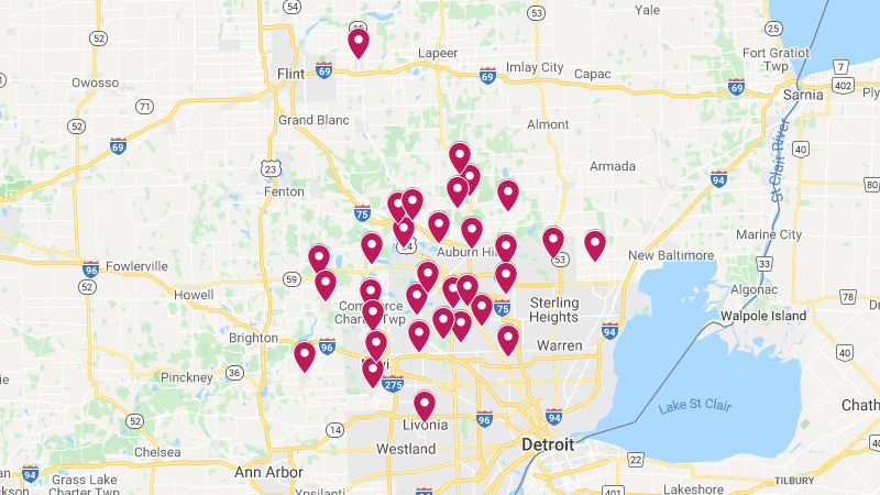 Power washing Bloomfield Township MI footer map 1